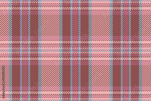 Regular background seamless check, yard textile texture pattern. Nice vector tartan fabric plaid in red and light colors.