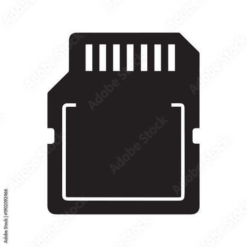 black silhouette of an SD card front view vector