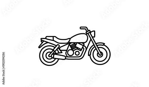 Minimal motorcycle thin line icon for transport and mobility design