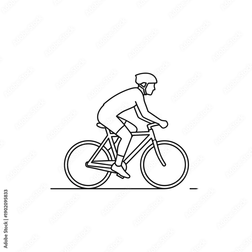 Naklejka premium Male cyclist riding bicycle, icon on transparent background