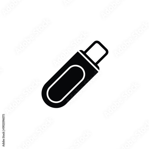 A black and white illustration of a small flash drive