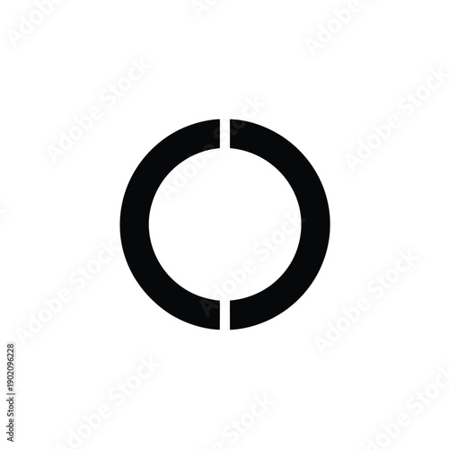 A black circle with a thin vertical gap dividing it into two equal parts