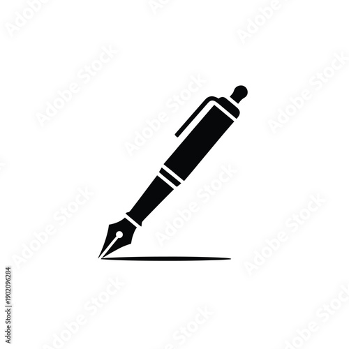 A black fountain pen writing on a white background with a subtle shadow effect