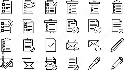 Task and document icons: checklists, forms, and email for organization.