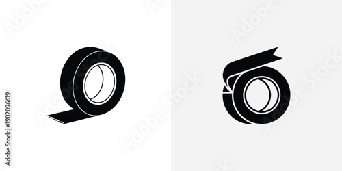 A roll of tape and a roll of tape with a piece peeled off