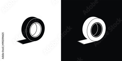 A roll of white adhesive tape on a light gray background with a subtle shadow underneath