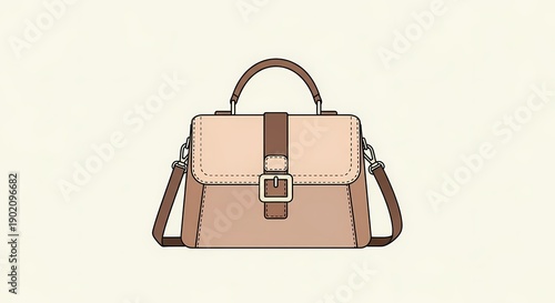 Elegant Women's Stylish Handbag in Neutral Beige and Brown Tones with Gold Hardware Accent