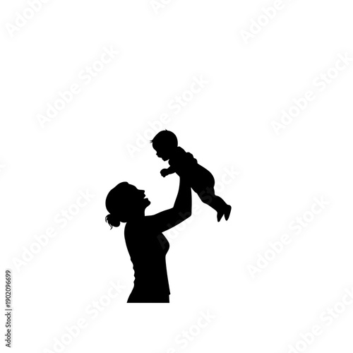Black Silhouette Icon A mother gently lifting her baby into the air, in a minimalistic silhouette style on a white background (2).jpg