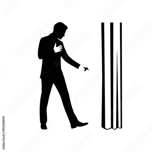 Black Silhouette Icon A performer mid-bow in front of a curtain, hand on chest, in a minimalistic silhouette style on a white background (2).jpg