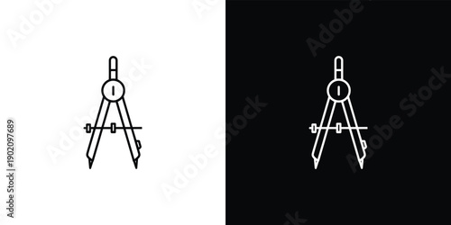 Two engineering drawing compasses on white and gray backgrounds for drafting and design purposes