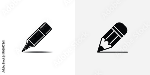 Two gray pencil icons in a white background for drawing and writing purposes