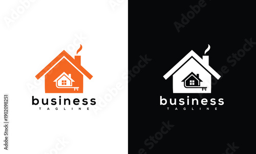 Real Estate Business Logo Design with Modern House and Key Icon.