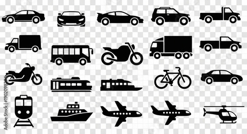 Collection of Transportation Silhouettes.