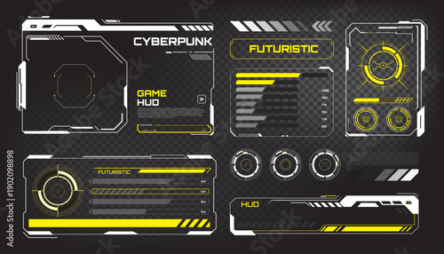 Futuristic cyberpunk HUD elements for game design and sci-fi interfaces