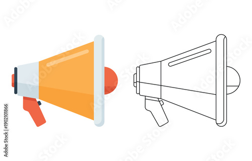Megaphone Loudspeaker Vector Illustration, Announcement Bullhorn Marketing Speaker Icon