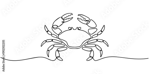 One line drawing of crab minimal sea animal illustration for marine art design