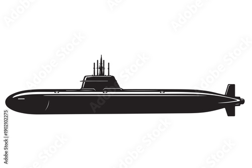 Submarine Silhouette Side View Smooth Hull