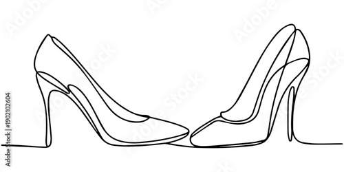 One line continuous drawing of elegant high heels for fashion and style concept