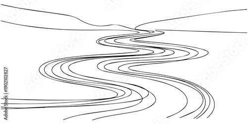 Single continuous line drawing of a scenic karst mountain landscape Boat on a river in Guilin China in one line art style vector illustration