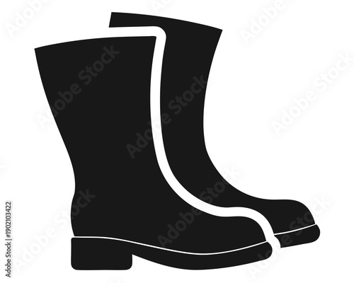 Wellington Boots Silhouette Vector, Rain Footwear Design