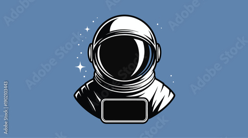 Stunning astronaut illustration with blank name tag in space
