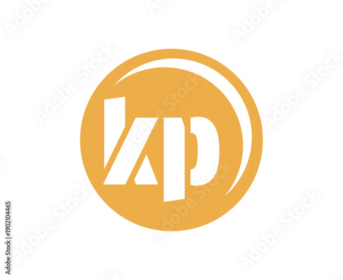 KP sport emblem or team logotype. Ball logo with a combination of Initial letter K and P for balls shop, sports company, training, club badge.