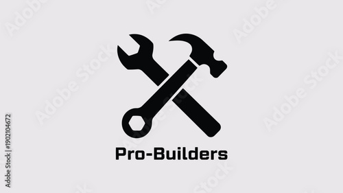 Professional builders logo with crossed hammer and wrench