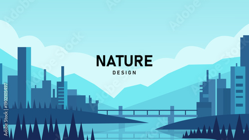 City Nature Landscape Background Urban Skyline Mountain Vector