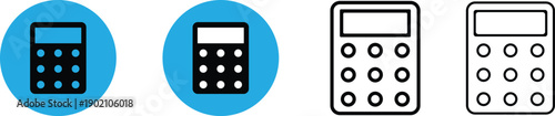 Calculator Icon Set Solid and Outline for Finance and Math