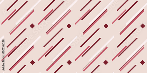 Quadro su tela Seamless abstract geometric pattern with diagonal lines in burgundy and beige