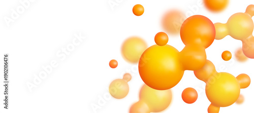 Vector 3d abstract metaball banner. Liquid lava lamp shapes, orange balls design