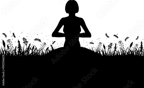 Silhouette of a Girl in Yoga pose