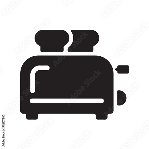 Black toaster icon flat design kitchen appliance symbol isolated on white