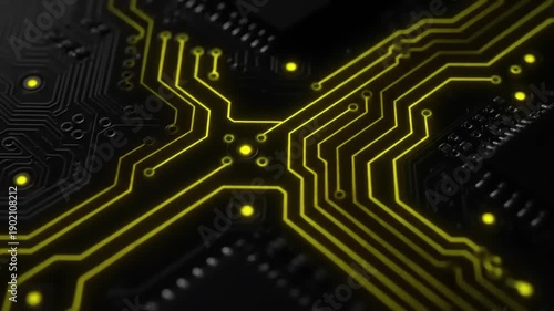 Intricate Circuit Design Highlighting Technology, Innovation, and Industry in a Futuristic Environment