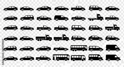 Collection of Various Vehicle Silhouettes.