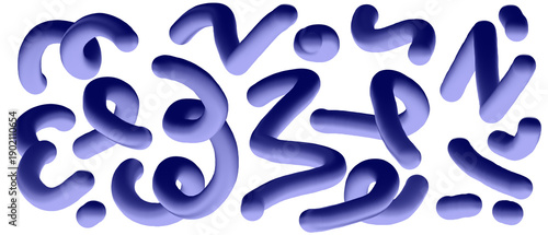 Tableau sur toile Blue 3D tubular brush strokes on white background