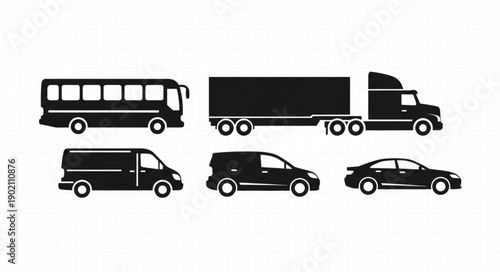 Collection of Vehicle Silhouettes for Transportation and Logistics.