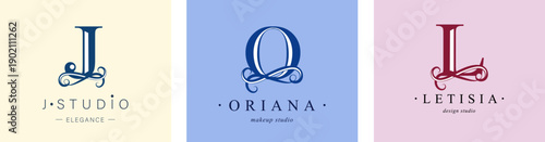 Logo J, capital letter O, L. Monogram of Botanical Minimalistic, Initial. with Organic Plant Elements.