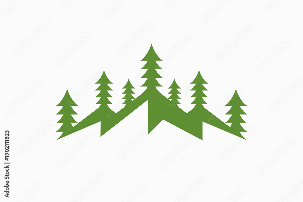 Fototapeta premium Mountain With Pine Tree Vector Logo Premium 