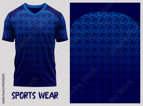 abstract background, sportswear, design for Sublimation print, dress pattern, T-shirt V-neck  Short sleeve. With knit jersey fabric and rib neck texture ( 3d rendered )