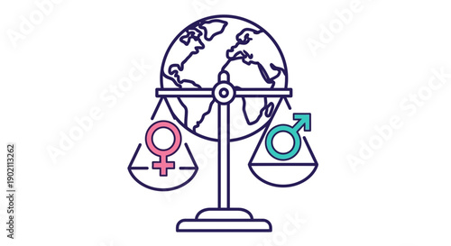 Equality between men and women symbolized by a balanced scale.