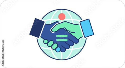 Global Partnership and Cooperation Handshake Icon.