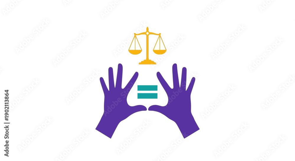 Fototapeta premium Hands holding a scale of justice symbolizing fairness and equality.