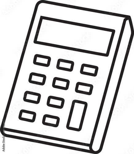 Simple Line Art Icon of a Calculator with Display and Buttons