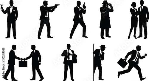 The image is a collection of eight black silhouettes of people, arranged in two rows of four.