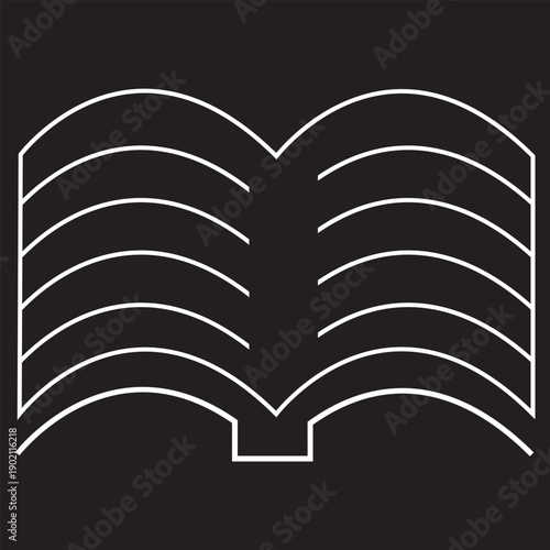  Line drawing of a book on a black background