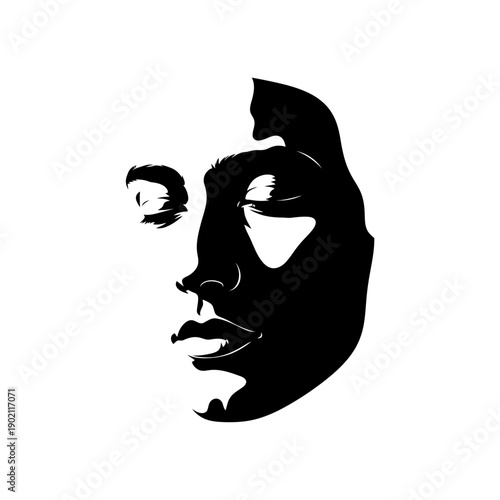 Black Silhouette of Human Face Profile.