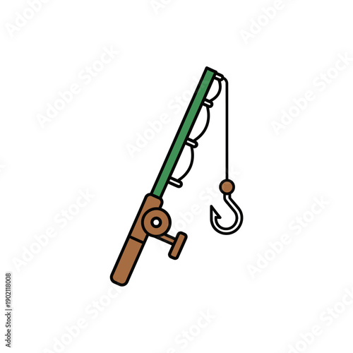 Fishing Rod with Hook and Reel.