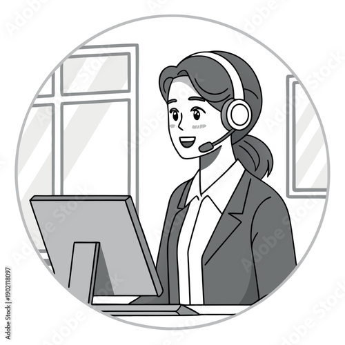 This illustration represents a female customer service.  