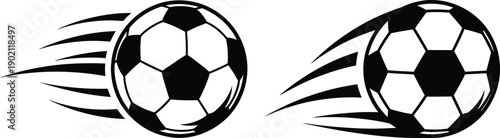 Dynamic Vector Illustration of Fast-Moving Soccer Balls – A Pair of Graphic Football Icons for Sports Events, Athletic Logos, and Game-Themed Designs